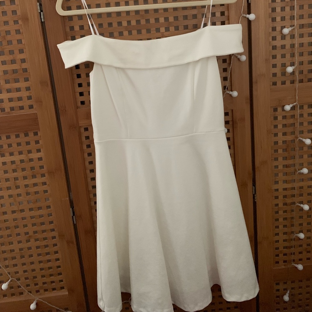lulus white off-the-shoulder skater dress
